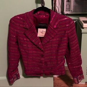Vintage Fuchsia Sequined Chanel Cropped Jacket